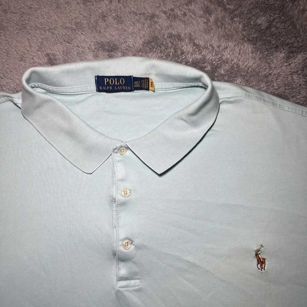 Polo Ralph Lauren Light Blue Men's Short Sleeve SZ 4XLT Flesh Pony Preppy Shirt